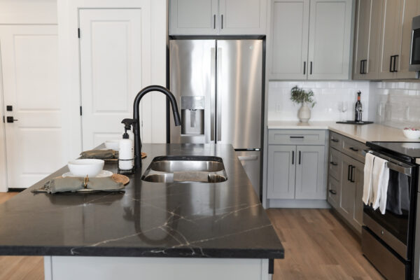 Townhome kitchen island with sink