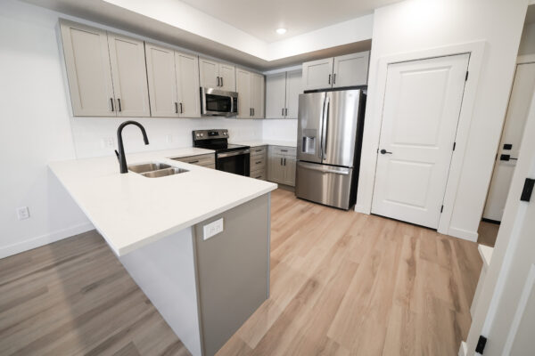 townhome kitchen with new appliances